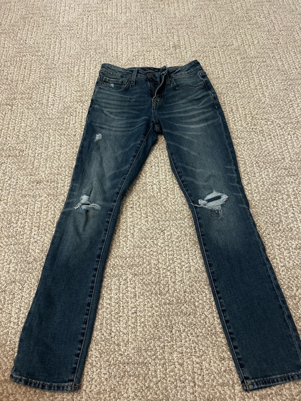 Aeropostale Men's Skinny Jeans - Dark Blue Distressed